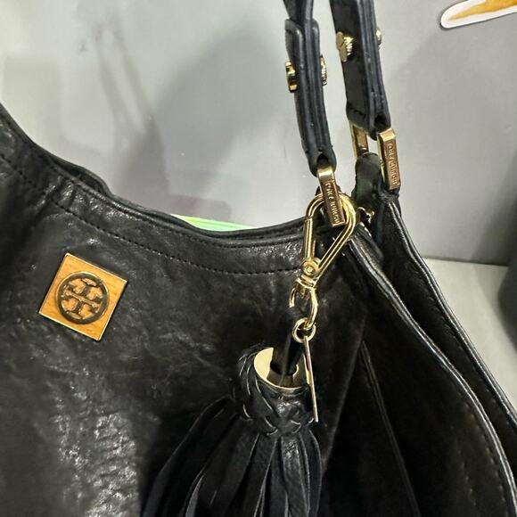 EUC Tory Burch Pyramid slouchy Large Black Leather Hobo Bag - Picture 14 of 15